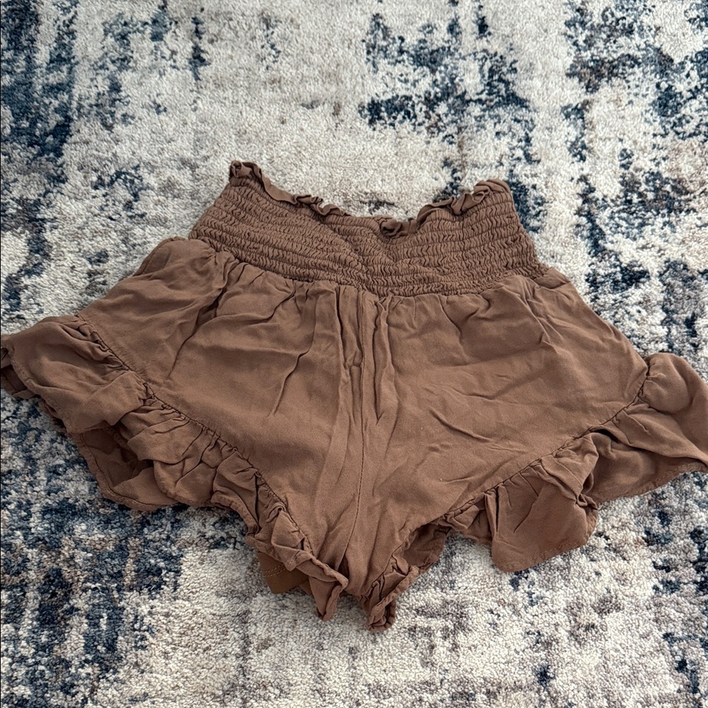 SHEIN High Waist Brown Ruffled Shorts